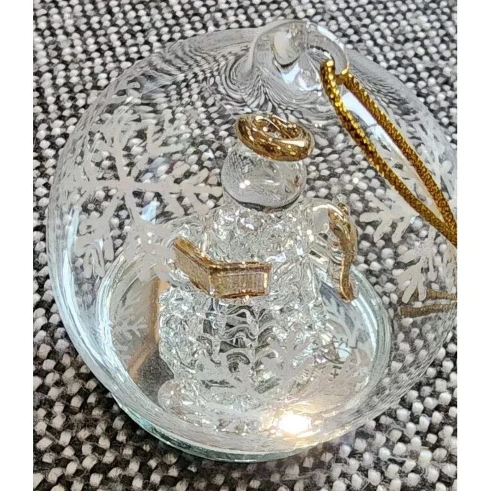 Robert Stanley Vintage Glass Crystal Light Up Illuminating‎ Angel Globe Ornament